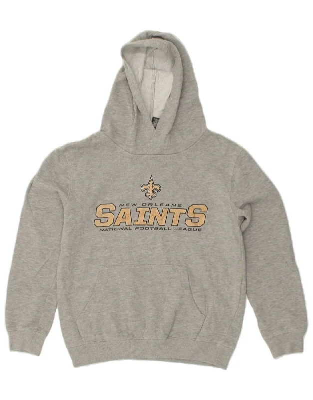 NFL Boys New Orleans Saints Graphic Hoodie Jumper 10-11 Years Medium  Grey Hoodie Crop Top Short Trendy