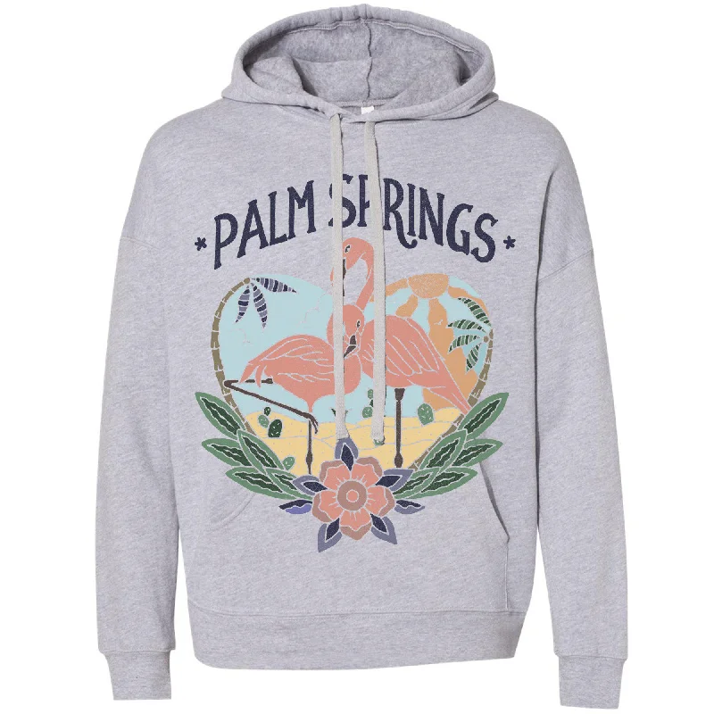 Palm Springs Drop Shoulder Hoodie Hoodie with Hem Elastic Stretchable Comfortable