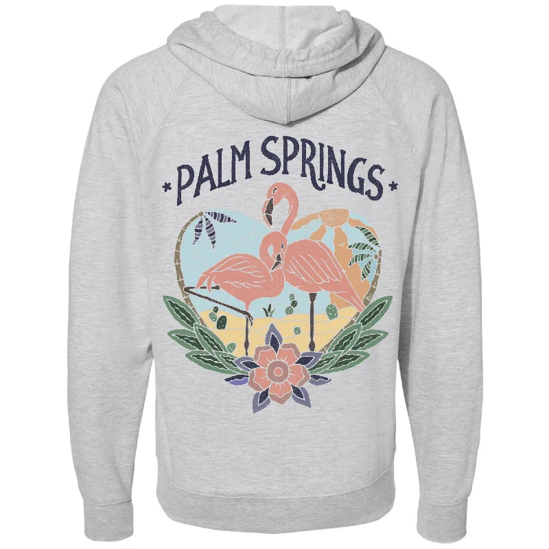 Palm Springs Raglan Zipper Hoodie Hoodie with Tied Waist Feminine Flattering