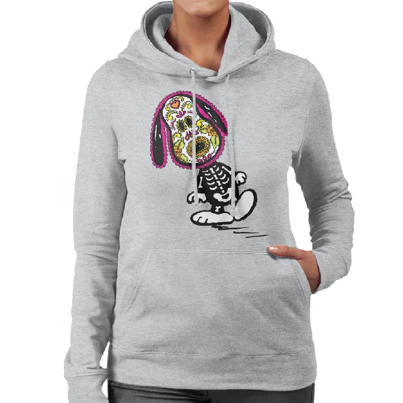 Peanuts Cinco De Mayo Skeleton Snoopy Women's Hooded Sweatshirt Hoodie with Embroidery Detailed Premium