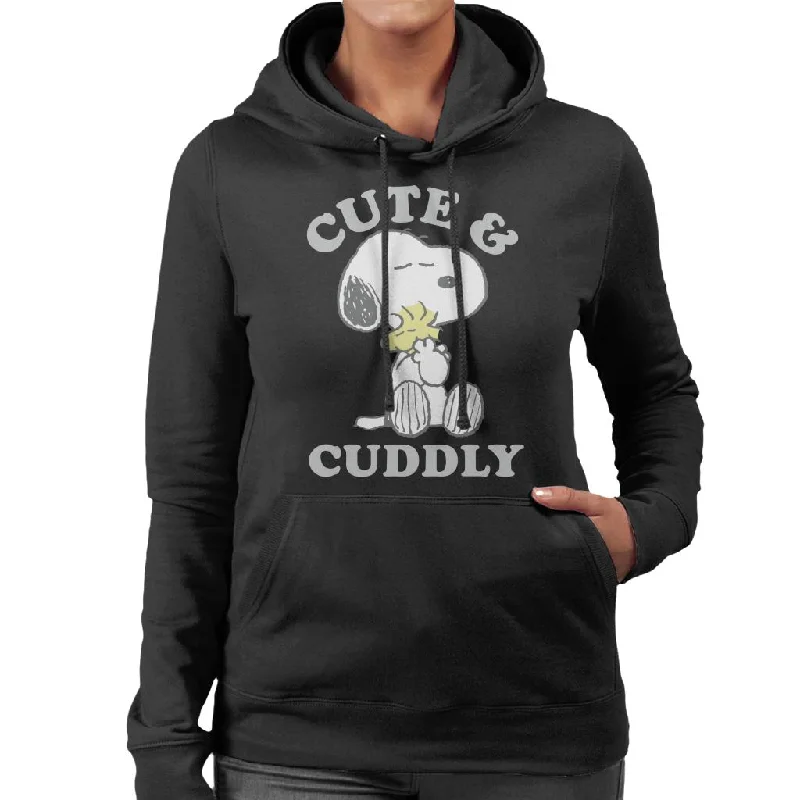 Peanuts Cute & Cuddly Snoopy Women's Hooded Sweatshirt Hoodie with Color Block Contrast Stylish