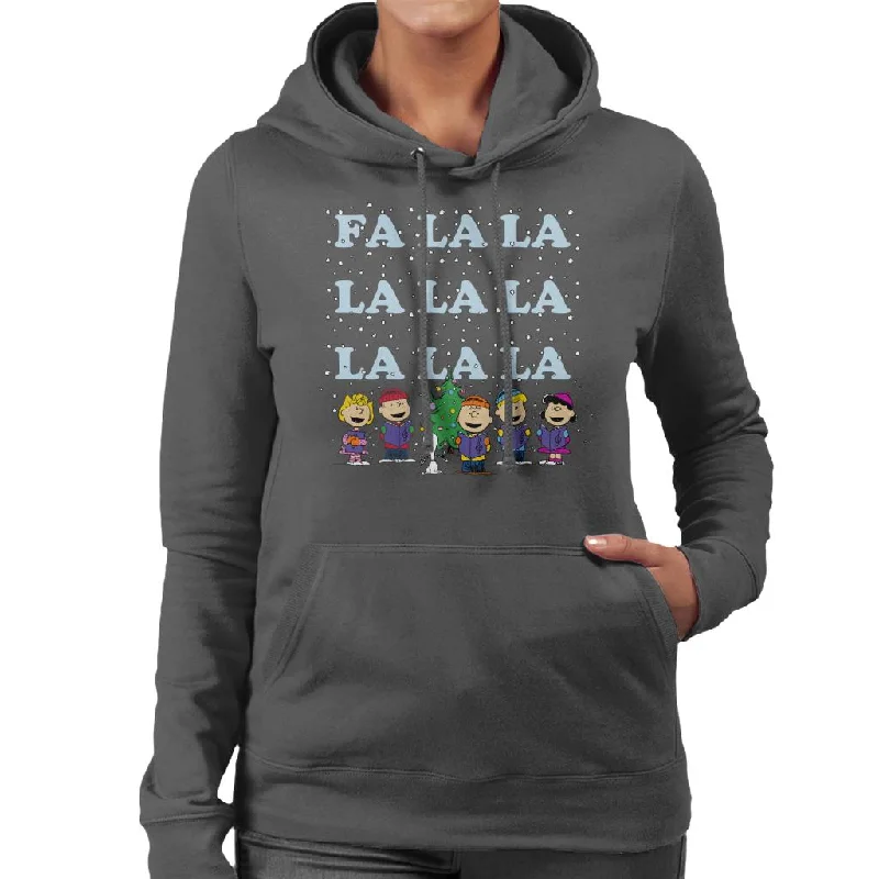 Peanuts Fa La La La Christmas Carol Women's Hooded Sweatshirt Hoodie with Velcro Closure Adjustable Secure