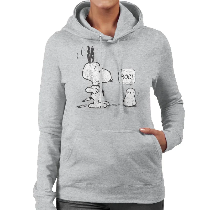 Peanuts Halloween Ghost Fright Snoopy Women's Hooded Sweatshirt Hoodie with Emblem Brand Identity