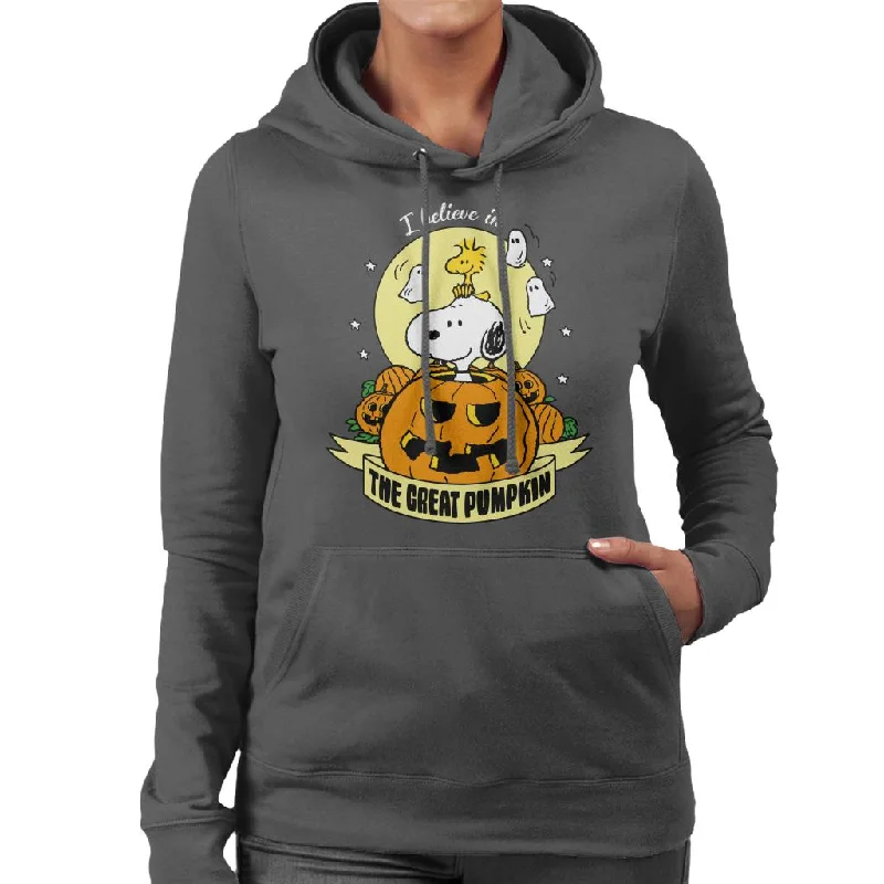 Peanuts Halloween The Great Pumpkin Women's Hooded Sweatshirt Hoodie with High-Low Hem Asymmetrical Trendy