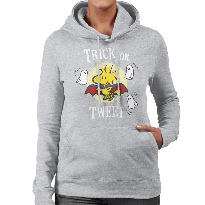 Peanuts Halloween Trick Or Tweet Woodstock Women's Hooded Sweatshirt Hoodie with Velcro Closure Adjustable Secure