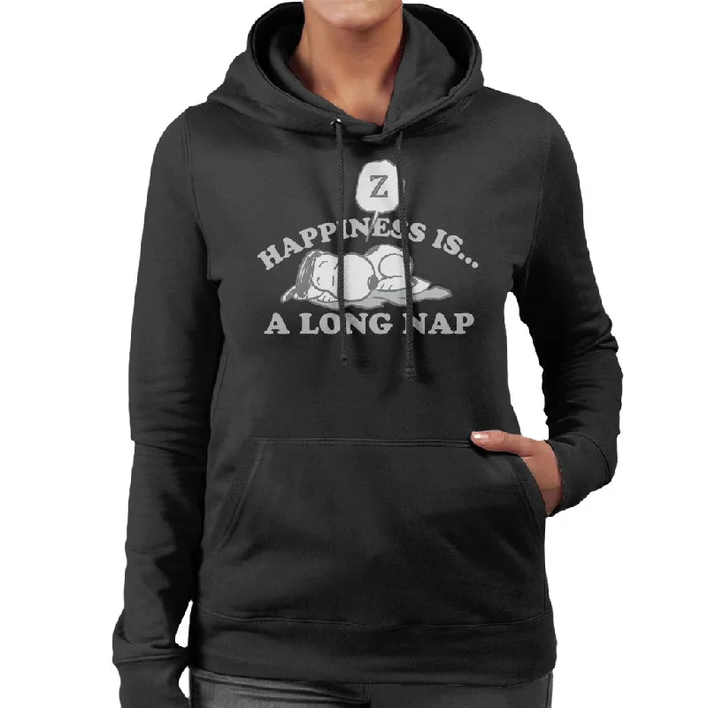 Peanuts Happiness Is A Long Nap Snoopy Women's Hooded Sweatshirt Hoodie with Lining Warm Insulated