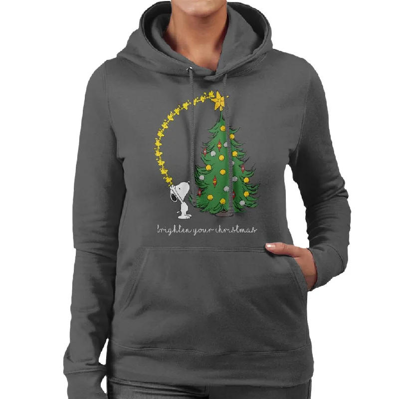 Peanuts Snoopy Woodstock Brighten Your Christmas Women's Hooded Sweatshirt Hoodie Sweatshirt Pullover