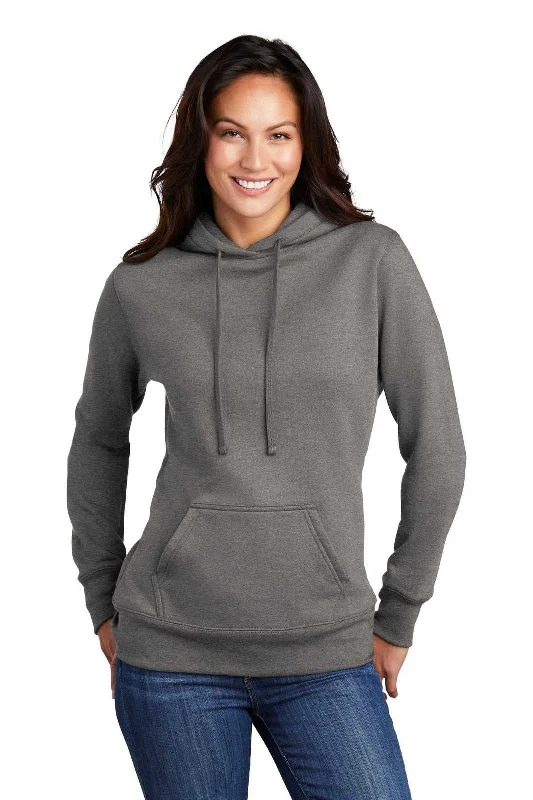 Port & Company LPC78H Ladies Core Fleece Pullover Hooded Sweatshirt - Graphite Heather Hoodie with Half-Zip Sporty Casual
