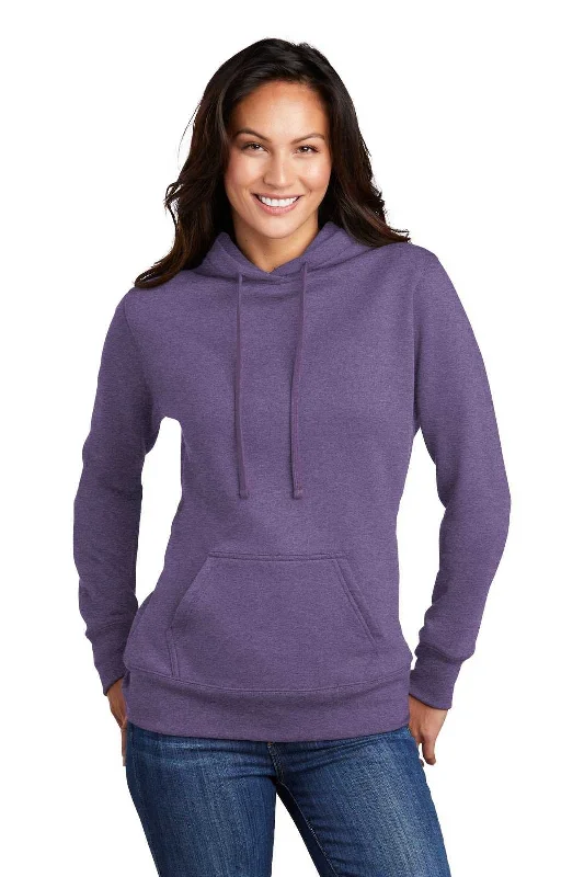 Port & Company LPC78H Ladies Core Fleece Pullover Hooded Sweatshirt - Heather Purple Hoodie with Velcro Closure Adjustable Secure