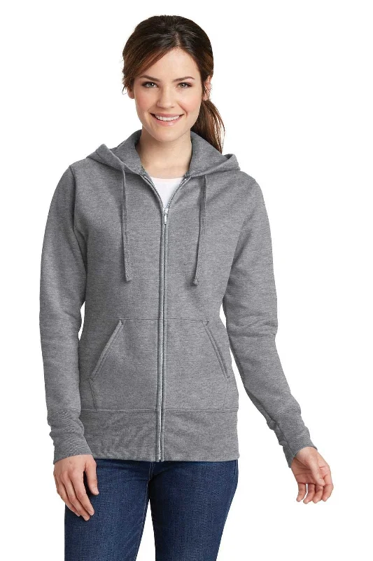 Port & Company LPC78ZH Ladies Core Fleece Full-Zip Hooded Sweatshirt - Athletic Heather Hoodie Jacket Zipper Layering