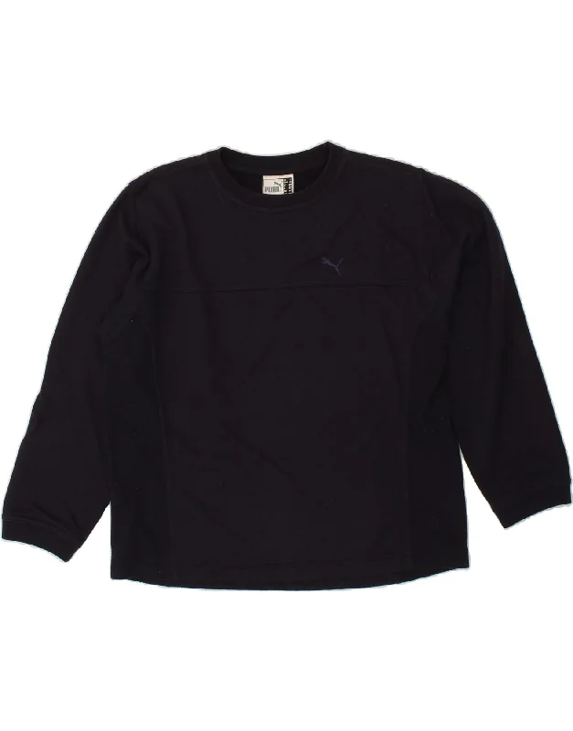PUMA Womens Loose Fit Sweatshirt Jumper UK 14 Large  Navy Blue Cotton Hoodie with Ribbed Cuffs Snug Fit Comfort