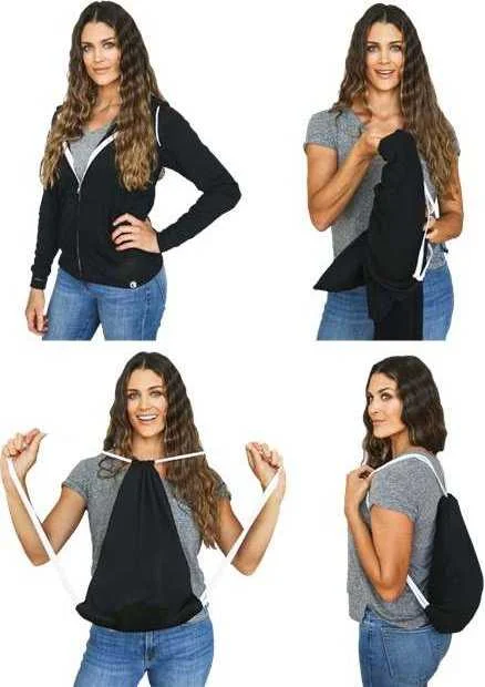 Quikflip LWFZH 2-in-1 Women's Hero Hoodie Lite Full-Zip - Black Hoodie with Full-Zip Functional Layering
