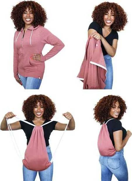 Quikflip LWFZH 2-in-1 Women's Hero Hoodie Lite Full-Zip - Dusty Rose Hoodie with Toggle Buttons Decorative Unique