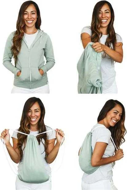 Quikflip LWFZH 2-in-1 Women's Hero Hoodie Lite Full-Zip - Sage Hoodie with Slit Hem Functional Movement