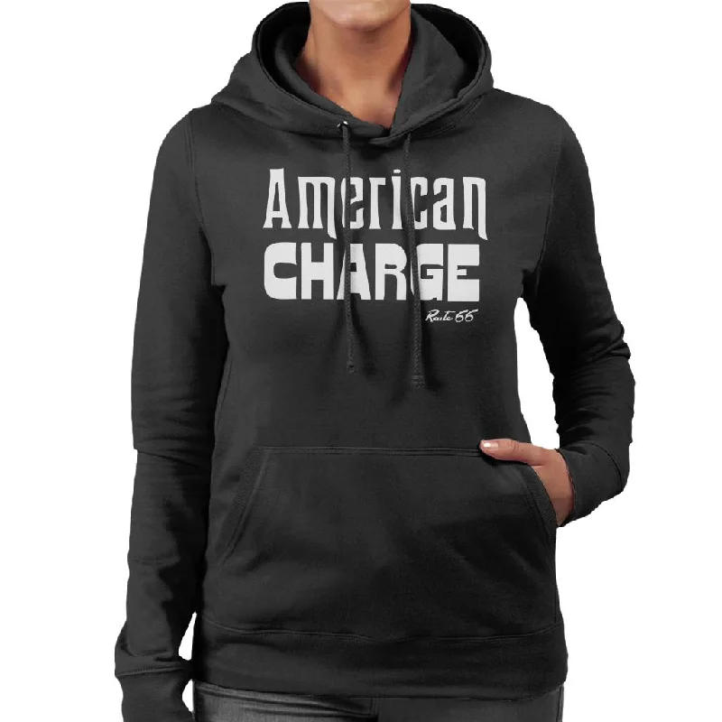 Route 66 American Charge Women's Hooded Sweatshirt Hoodie with Button Placket Classic Preppy