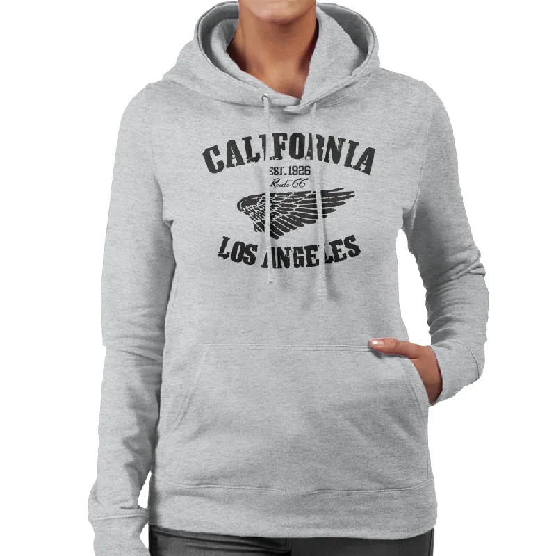 Route 66 California Wing Women's Hooded Sweatshirt Hoodie with Pastel Soft Subtle