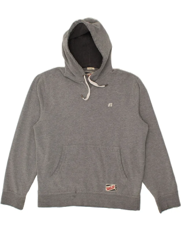 RUSSELL ATHLETIC Mens Hoodie Jumper XL Grey Hoodie with Relaxed Fit Easy Casual