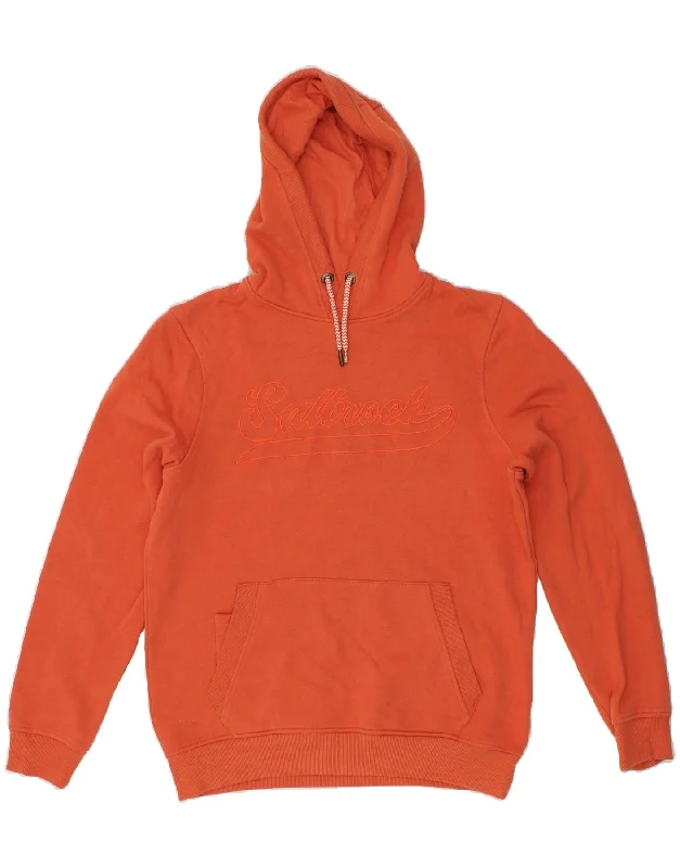 SALTROCK Mens Graphic Hoodie Jumper Small Orange Cotton Hoodie with Pattern Geometric Abstract