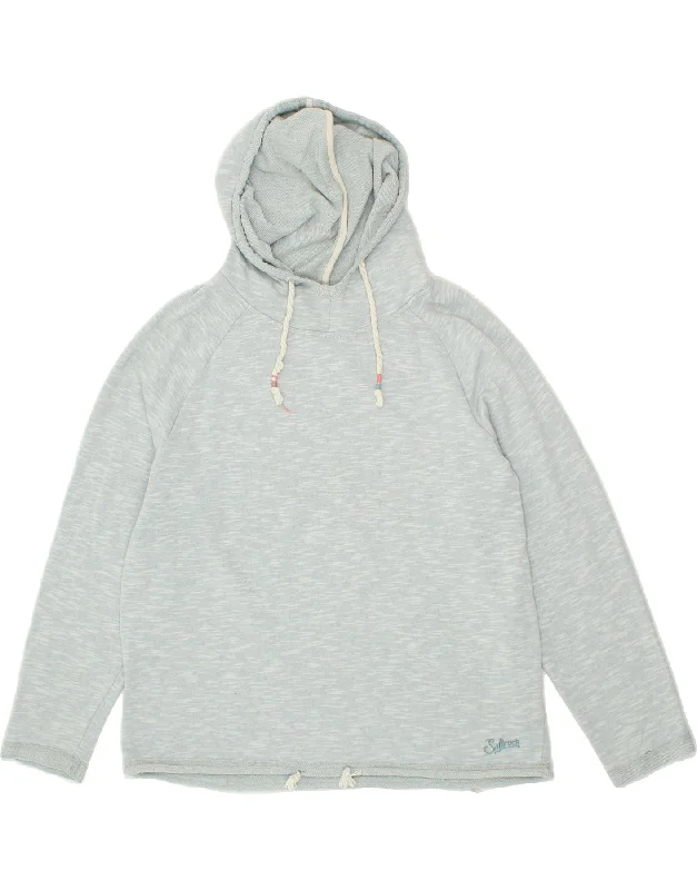 SALTROCK Womens Hoodie Jumper UK 18 XL Blue Flecked Cotton Hoodie with Cuffed Sleeves Snug Secure