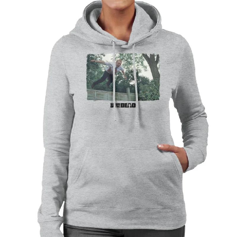 Shaun of the Dead Jumping Over Fence Women's Hooded Sweatshirt Hoodie with High-Low Hem Asymmetrical Trendy