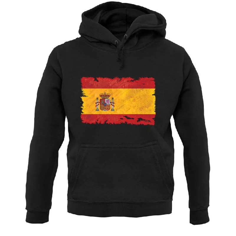 Spain Grunge Style Flag Unisex Hoodie Hoodie with Ribbed Cuffs Snug Fit Comfort