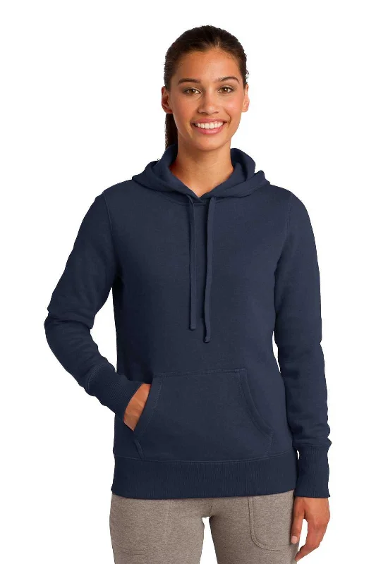 Sport-Tek LST254 Ladies Pullover Hooded Sweatshirt - True Navy Hoodie with Pattern Geometric Abstract