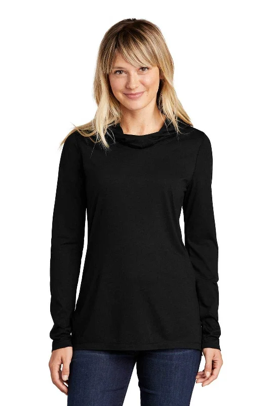 Sport-Tek LST406 Ladies PosiCharge Tri-Blend Wicking Long Sleeve Hoodie - Black Triad Solid Hoodie with Toggle Buttons Decorative Unique