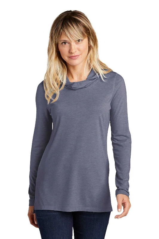 Sport-Tek LST406 Ladies PosiCharge Tri-Blend Wicking Long Sleeve Hoodie - True Navy Heather Hoodie with Magnetic Closure Innovative Modern