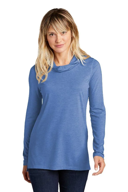 Sport-Tek LST406 Ladies PosiCharge Tri-Blend Wicking Long Sleeve Hoodie - True Royal Heather Hoodie with Elastic Waist Stretchable Comfortable