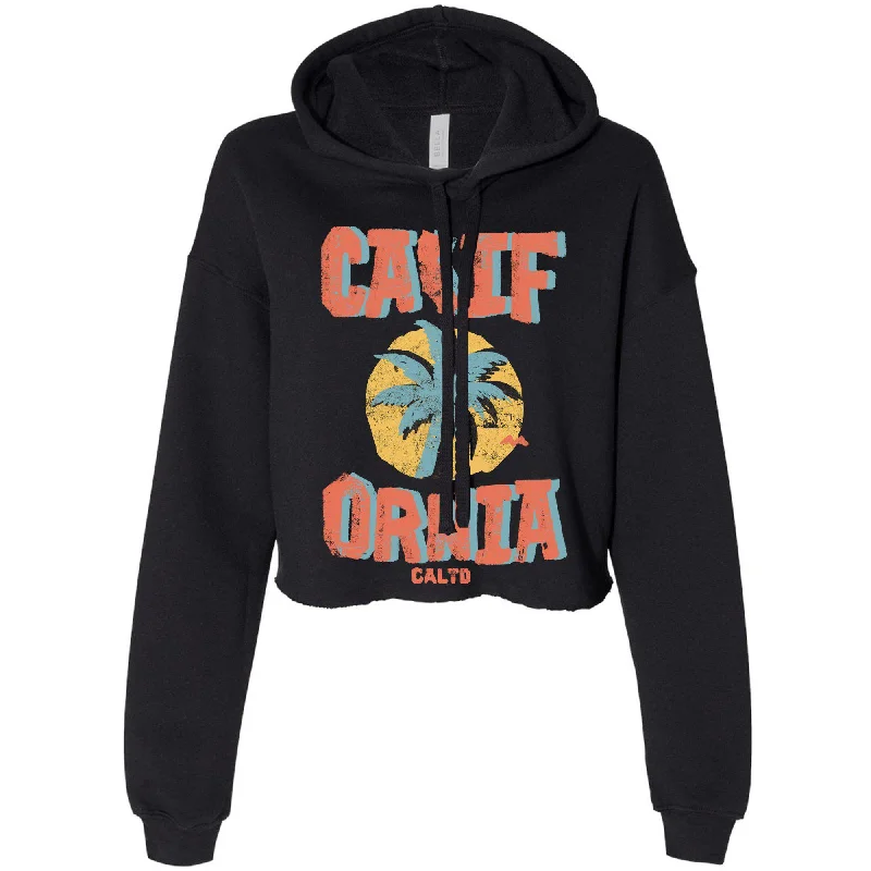 Sunset California Love Cropped Hoodie Hoodie with Rolled Sleeves Casual Relaxed