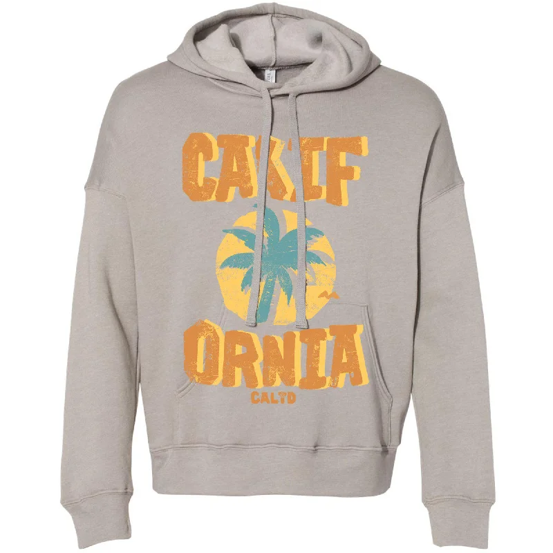 Sunset California Love Drop Shoulder Hoodie Hoodie with Hem Patch Decorative Personalized