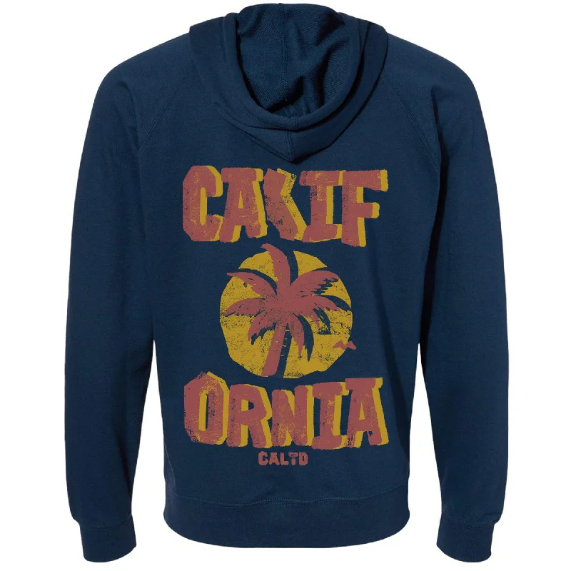 Sunset California Love Raglan Zipper Hoodie Hoodie with High Neck Warm Protective