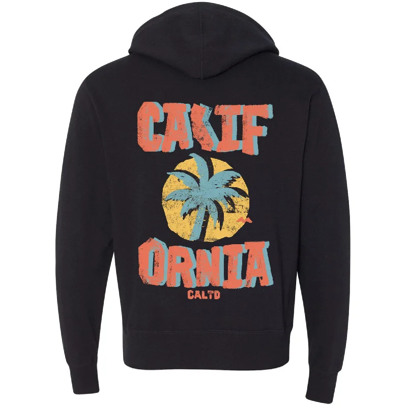 Sunset California Love Zipper Hoodie Hoodie with Hidden Zipper Minimalist Clean