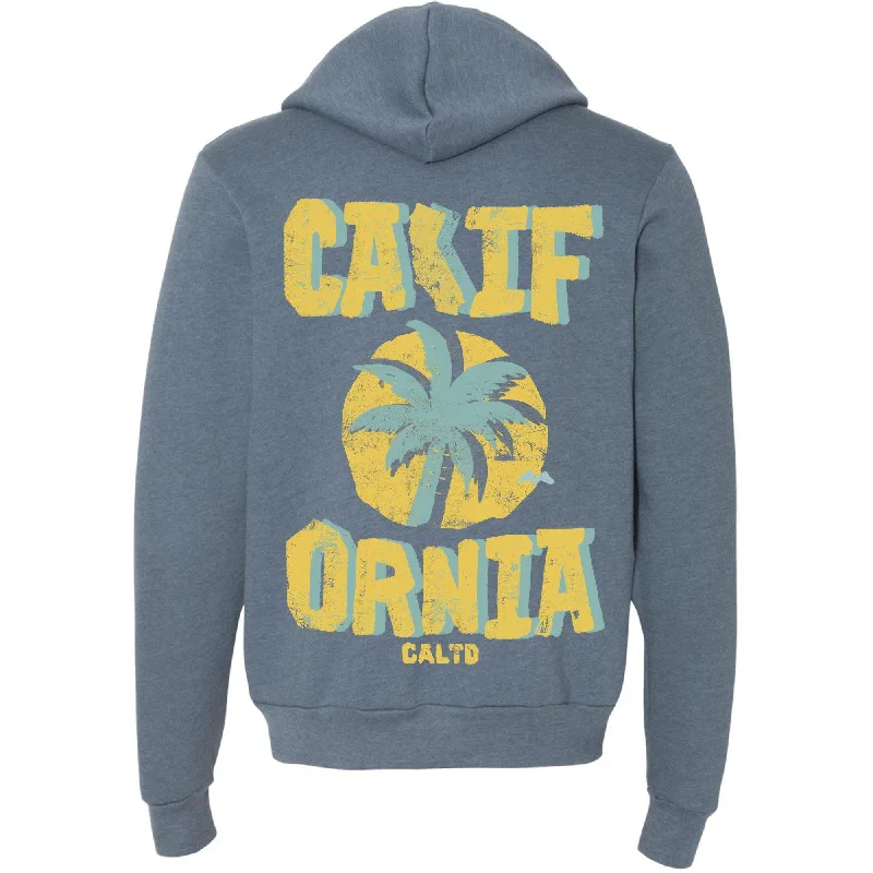 Sunset California Love Zipper Hoodie Hoodie with Hem Detail Decorative Unique