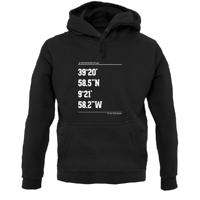 Surfing Coordinates Peniche Unisex Hoodie Hoodie with Illustration Artistic Creative Surfing Coordinates Peniche Unisex Hoodie Hoodie with Illustration Artistic Creative