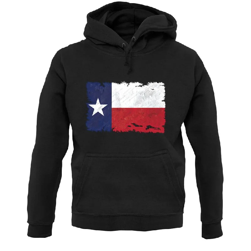 Texas Grunge Style Flag Unisex Hoodie Hooded Sweatshirt Casual Wear Street Style