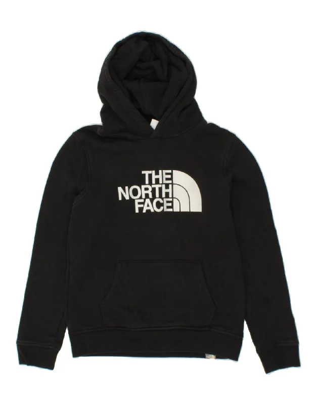 THE NORTH FACE Boys Graphic Hoodie Jumper 14-15 Years XL  Black Cotton Hoodie with Gradient Ombre Colorful