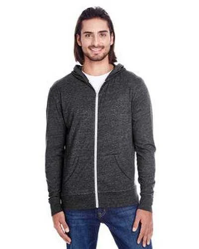 Threadfast Apparel 302Z Unisex Triblend Full-Zip Light Hoodie - Black Triblend Hoodie with Applique Textured Unique Threadfast Apparel 302Z Unisex Triblend Full-Zip Light Hoodie - Black Triblend Hoodie with Applique Textured Unique