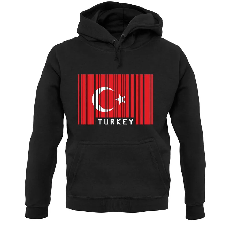 Turkey Barcode Style Flag Unisex Hoodie Hoodie with Distressed Vintage Worn