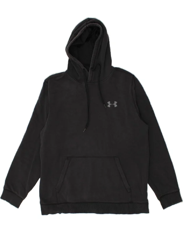 UNDER ARMOUR Mens Hoodie Jumper Large Navy Blue Hoodie with Snap Buttons Easy Quick
