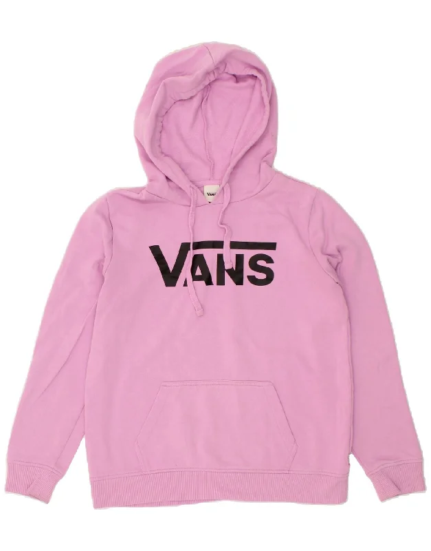 VANS Womens Graphic Hoodie Jumper UK 10 Small Pink Cotton Hoodie with Magnetic Closure Innovative Modern