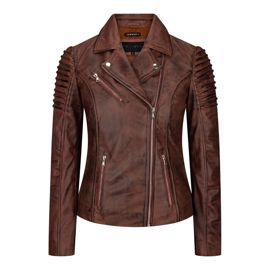 Women's Soft Leather Women's Biker Jacket Knit Fabric Woven Fabric Fleece Fabric