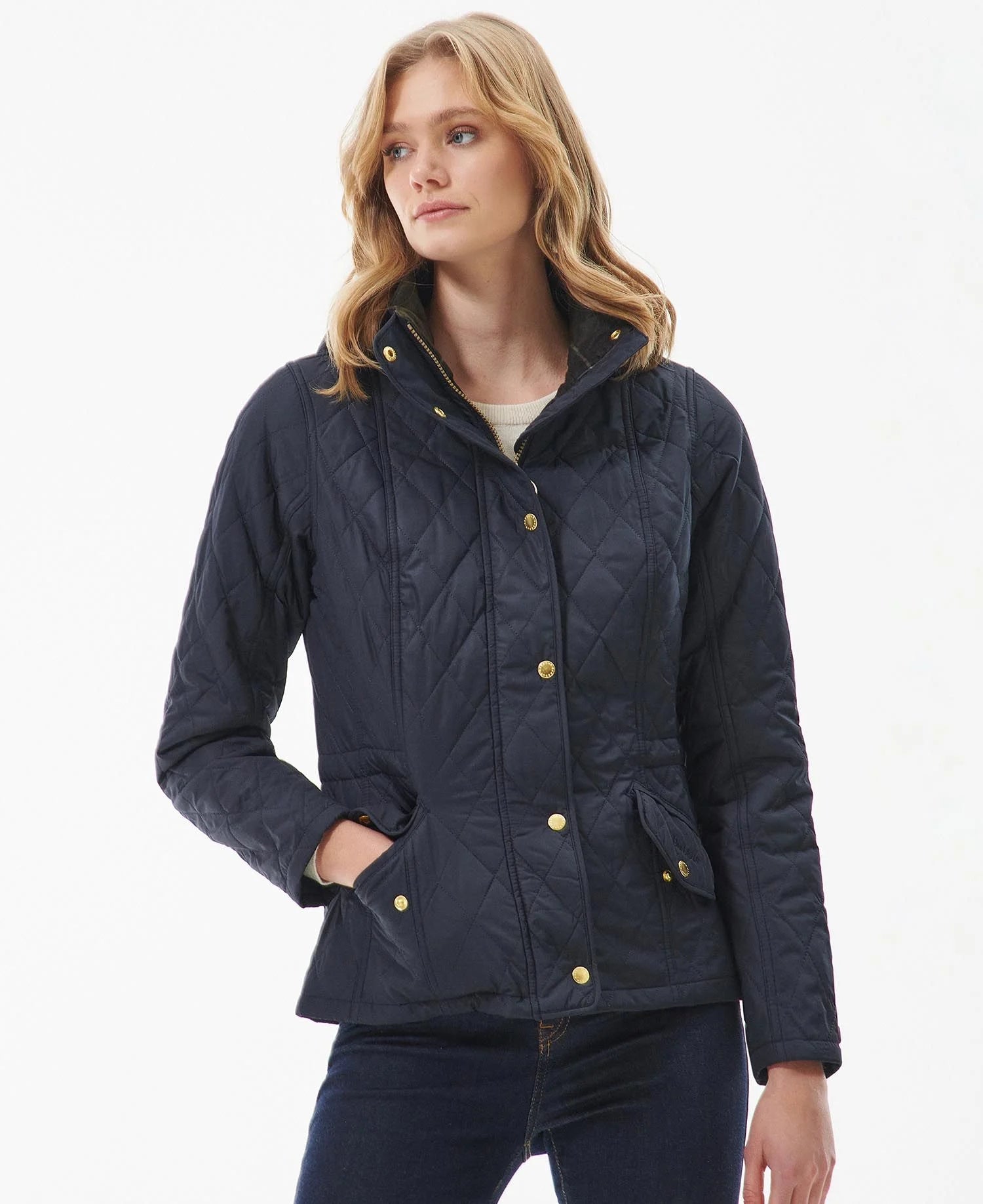 Barbour Millfire Quilt Jacket Front Pockets Side Pockets Patch Pockets