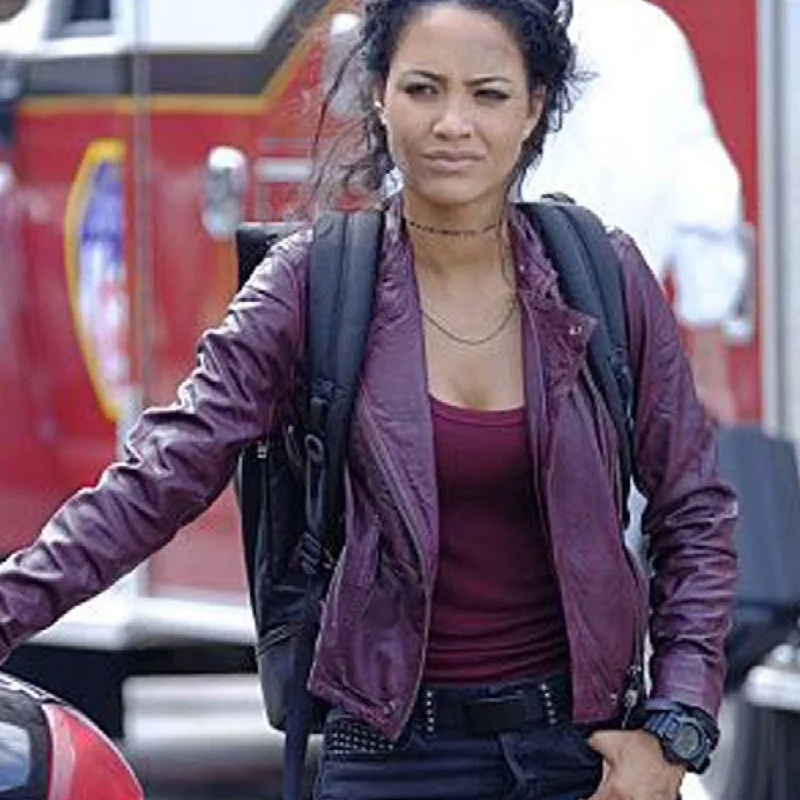 Biker MacGyver Riley Davis Purple Leather Jacket Fitted Jacket Loose Jacket Oversized Jacket