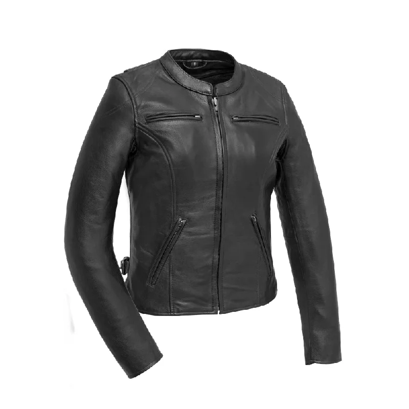 Competition Ladies Leather Jacket Ribbed Jacket Pleated Jacket Ruffled Jacket