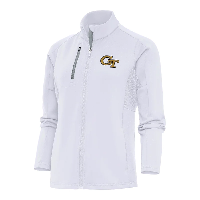 Ladies Georgia Tech Yellow Jackets Full Zip Generation White Jacket Trench Coat Raincoat Waterproof Jacket