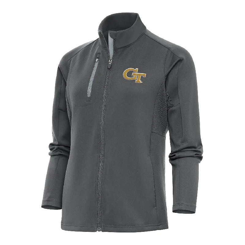 Ladies Georgia Tech Yellow Jackets Full Zip Generation Grey Jacket Print Jacket Jacquard Jacket Patchwork Jacket