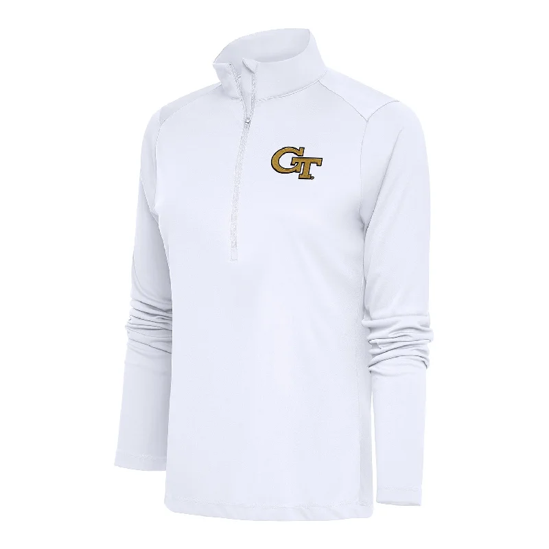 Ladies Georgia Tech Yellow Jackets 1/2 Zip Tribute White Jacket Fleece Jacket Down Jacket Parka