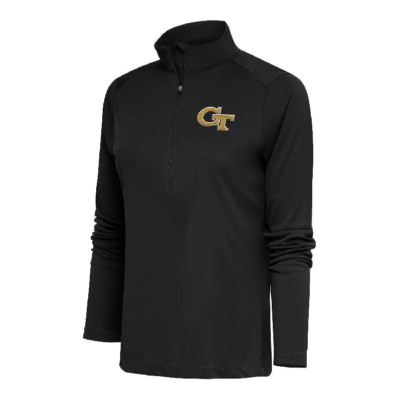 Ladies Georgia Tech Yellow Jackets 1/2 Zip Tribute Dark Grey Jacket Collared Jacket Crew Neck Jacket Turtle Neck Jacket