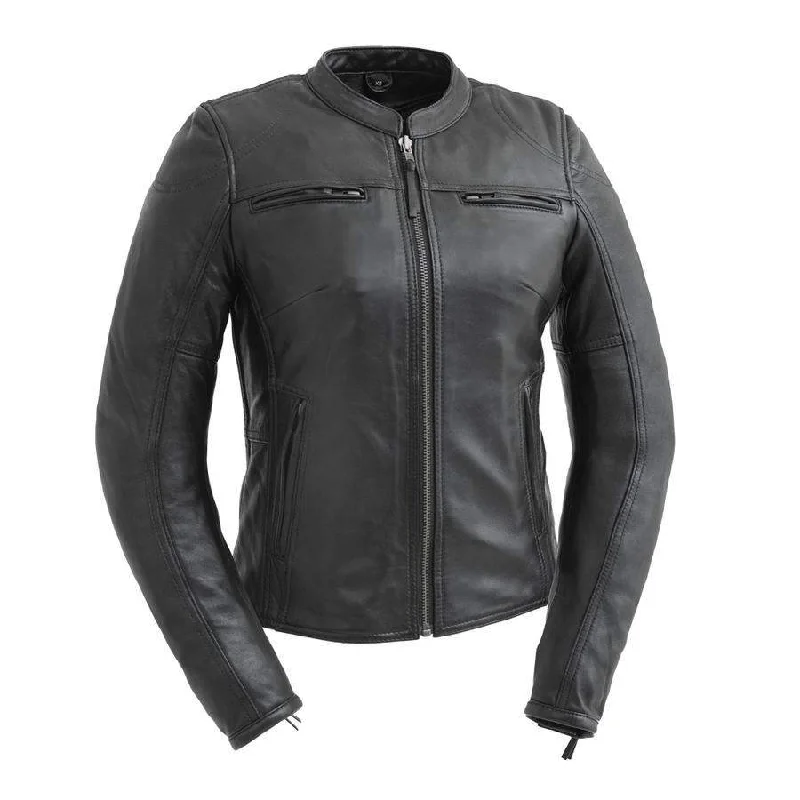 Ladies Supastar Leather Jacket Tailored Jacket Straight Jacket A-Line Jacket